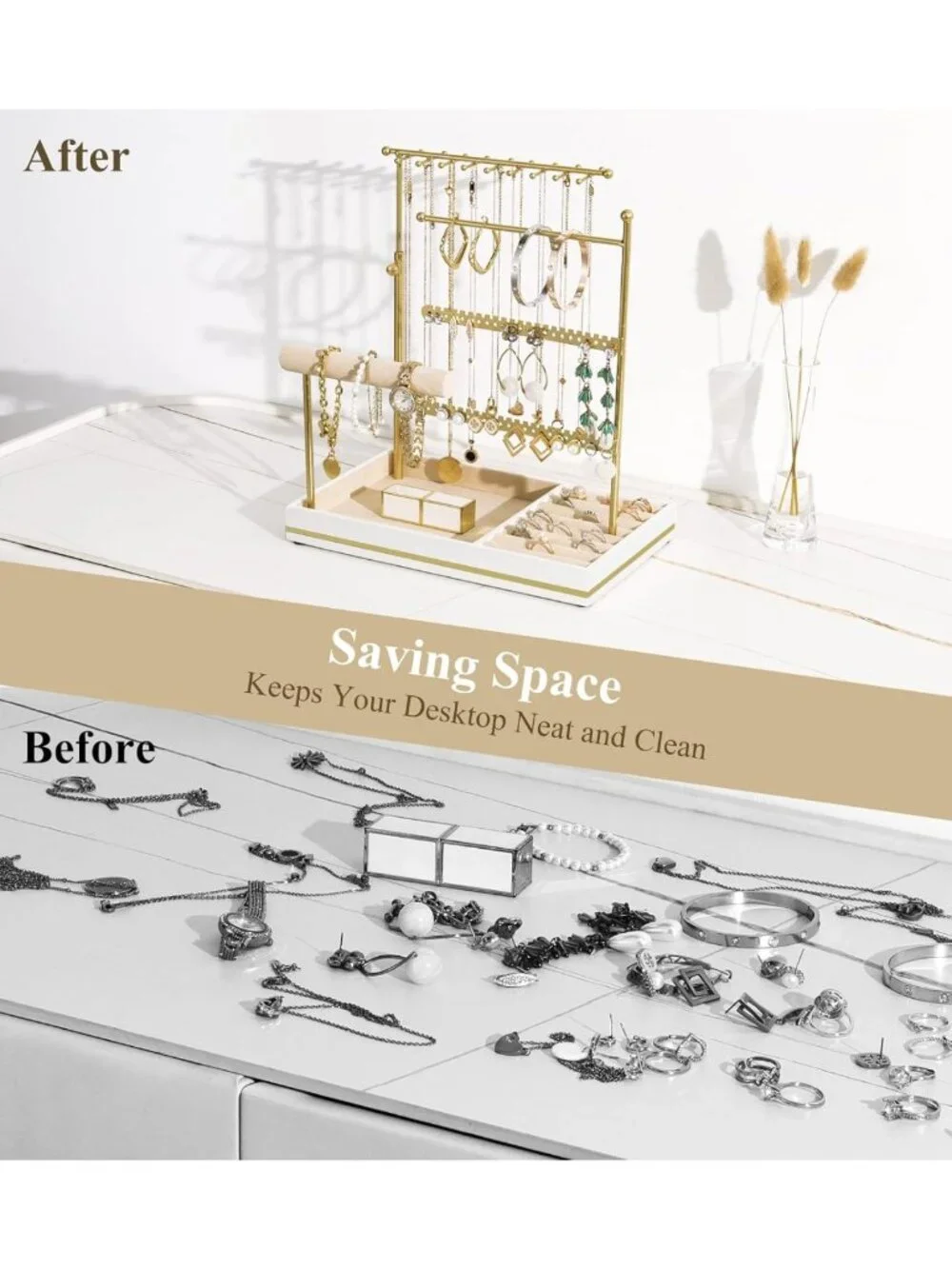5-Tier Jewelry Organizer Necklace Holder - Elegant Storage for Necklaces